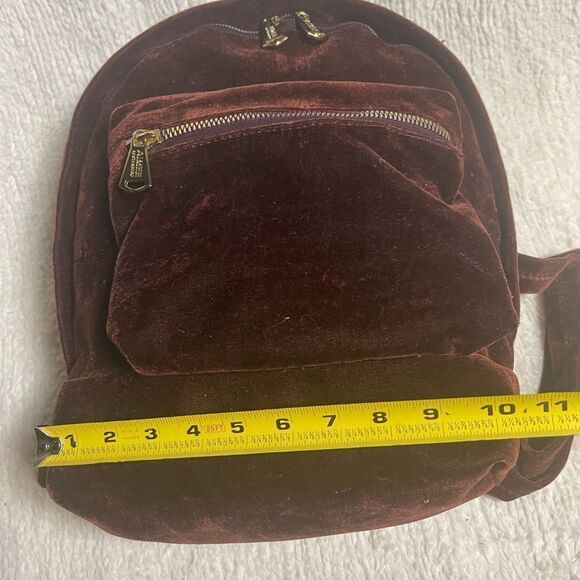 AIMEE KESTENBERG BURGUNDY VELVET  MEDIUM BACKPACK gold tone hardwares main image 8